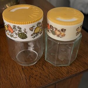 Vintage Glass Jars with Yellow Lids